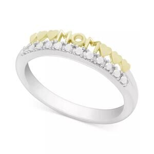 Diamond Mom Heart Ring (1/10 ct. t.w.) in Sterling Silver & Gold-Plate, Size 7